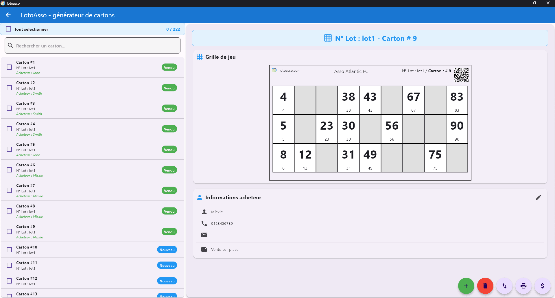 Visualisation des cartons