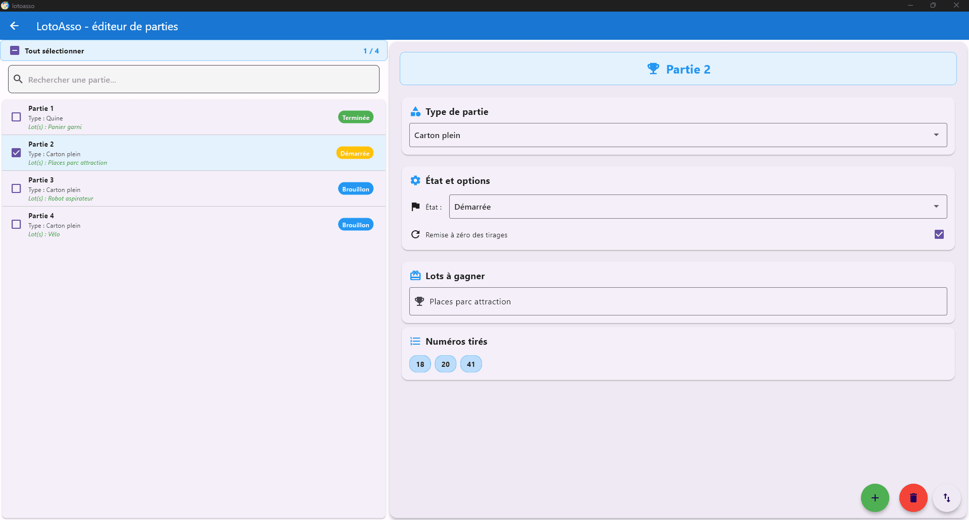 Visualisation des tirages